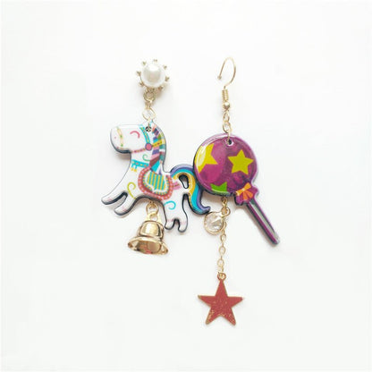 Acrylic circus cartoon earrings-Jewearrings