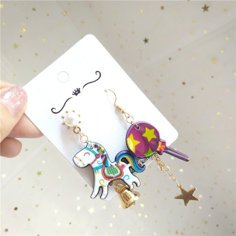 Acrylic circus cartoon earrings-Jewearrings