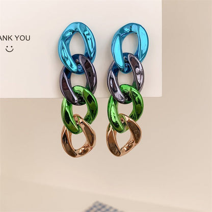 Acrylic Color Contrast Patchwork Earrings-Jewearrings