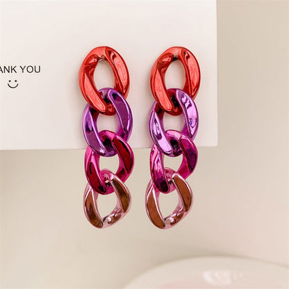 Acrylic Color Contrast Patchwork Earrings-Jewearrings