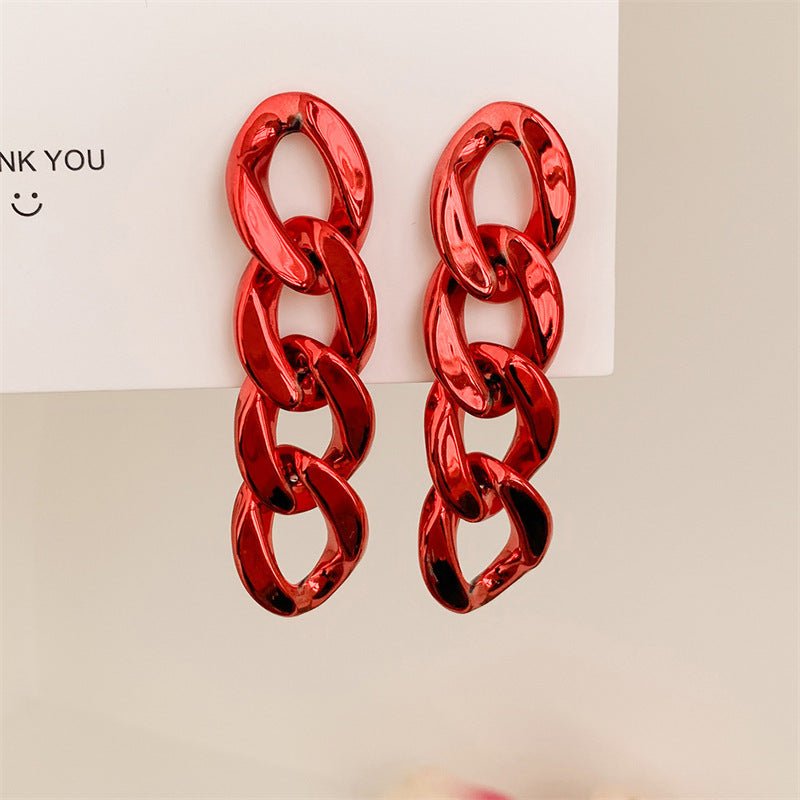 Acrylic Color Contrast Patchwork Earrings-Jewearrings