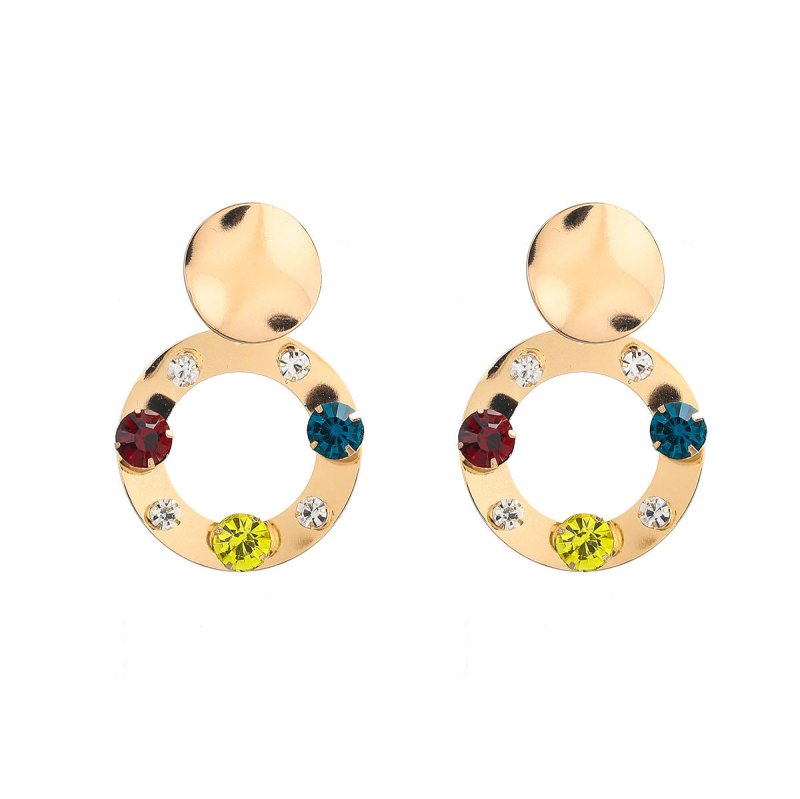 Acrylic Diamond Round Alloy Earrings Women-Jewearrings