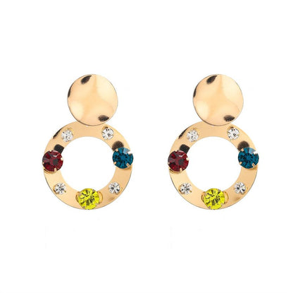 Acrylic Diamond Round Alloy Earrings Women-Jewearrings