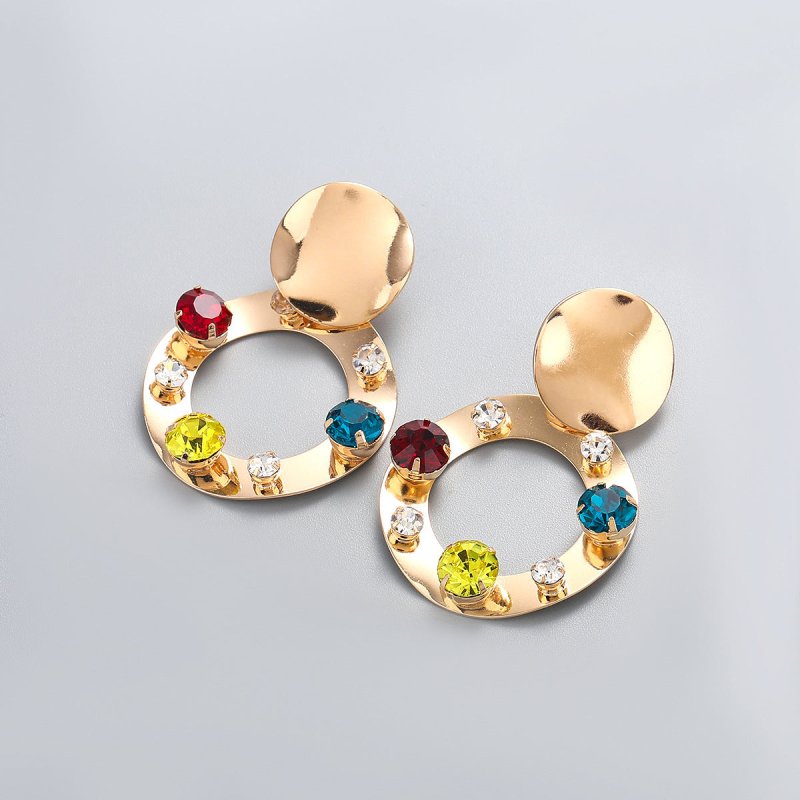 Acrylic Diamond Round Alloy Earrings Women-Jewearrings