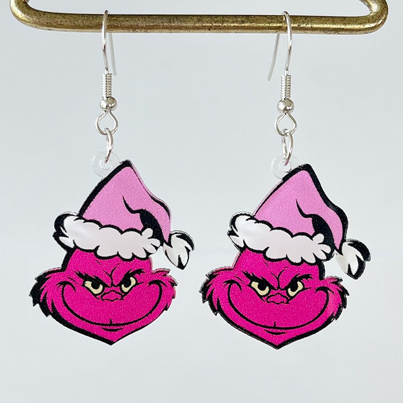 Acrylic Earrings Christmas Cute Cartoon Christmas Santa Claus Tree Football Lightning Earrings Jewelry-Jewearrings