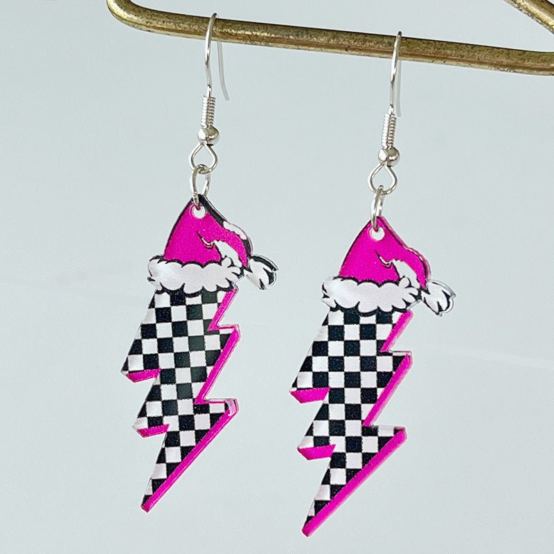 Acrylic Earrings Christmas Cute Cartoon Christmas Santa Claus Tree Football Lightning Earrings Jewelry-Jewearrings