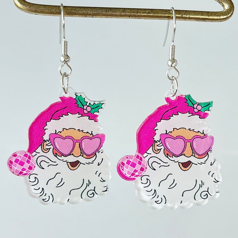 Acrylic Earrings Christmas Cute Cartoon Christmas Santa Claus Tree Football Lightning Earrings Jewelry-Jewearrings