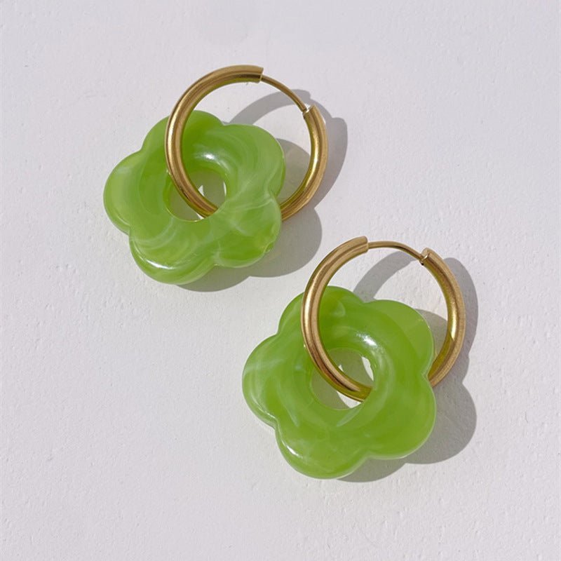 Acrylic Earrings Color Simple Hollow Flowers-Jewearrings