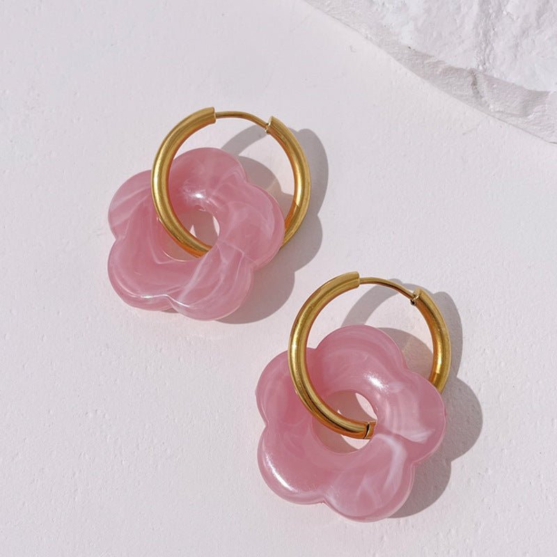 Acrylic Earrings Color Simple Hollow Flowers-Jewearrings