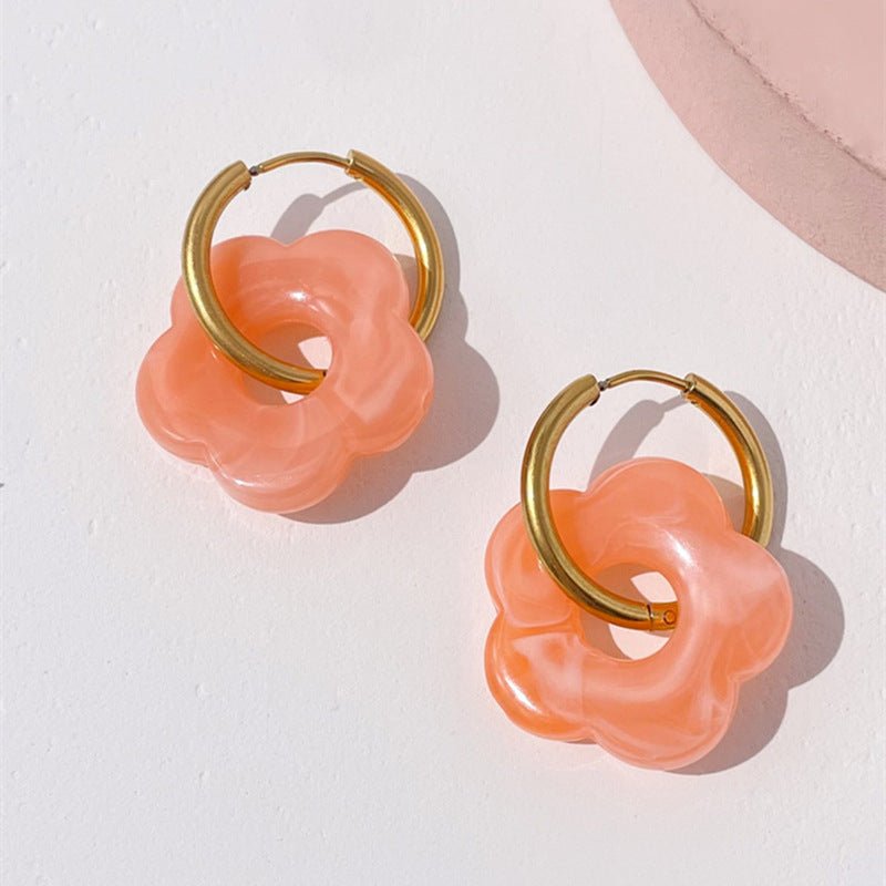 Acrylic Earrings Color Simple Hollow Flowers-Jewearrings