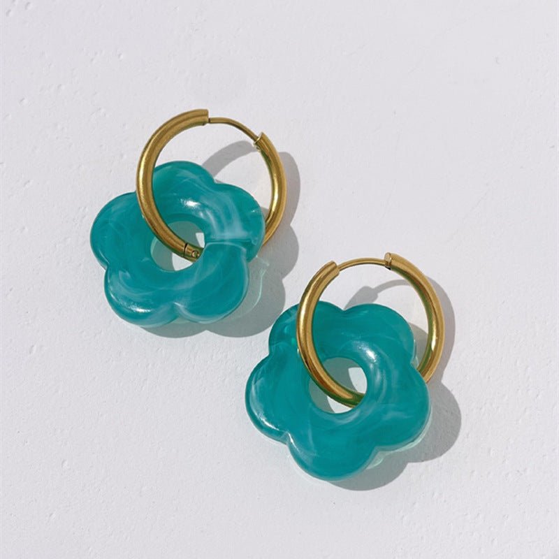 Acrylic Earrings Color Simple Hollow Flowers-Jewearrings