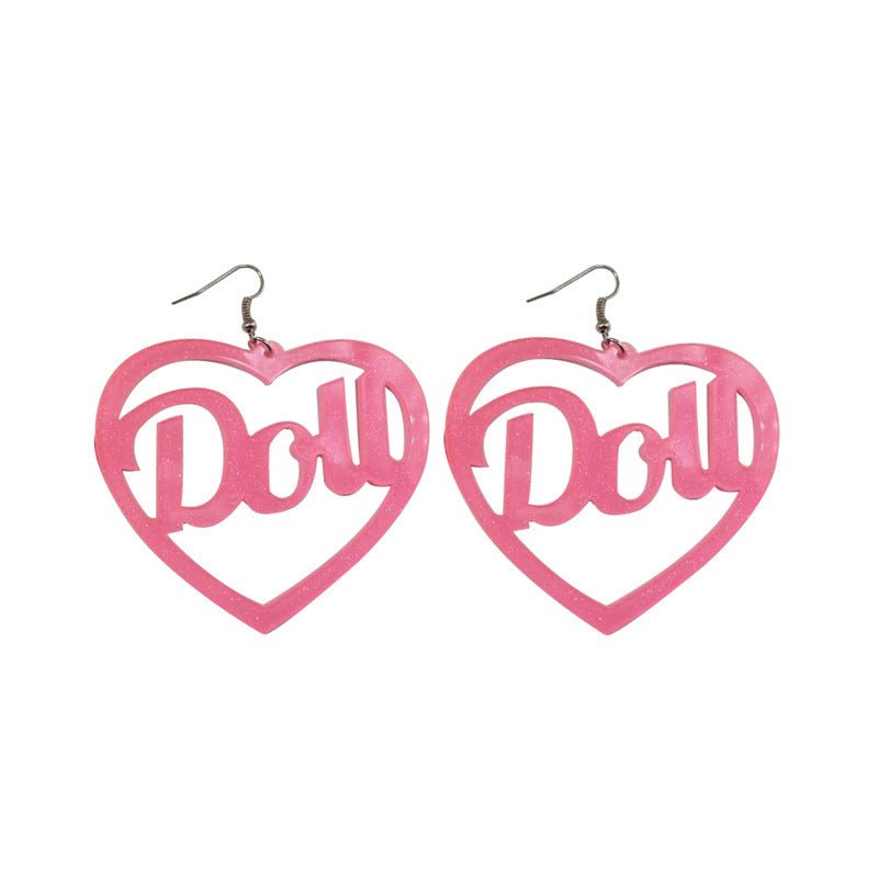 Acrylic Exaggerating Heart-shapaed Letters Large Earrings-Jewearrings