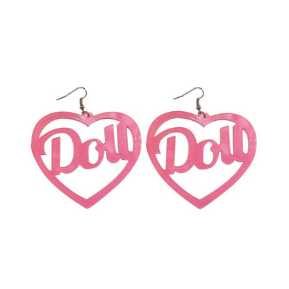 Acrylic Exaggerating Heart-shapaed Letters Large Earrings-Jewearrings