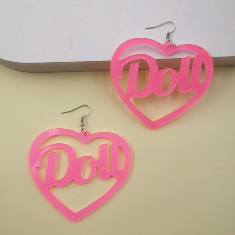 Acrylic Exaggerating Heart-shapaed Letters Large Earrings-Jewearrings