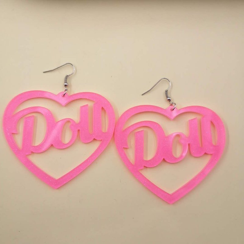 Acrylic Exaggerating Heart-shapaed Letters Large Earrings-Jewearrings