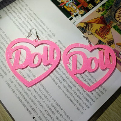 Acrylic Exaggerating Heart-shapaed Letters Large Earrings-Jewearrings