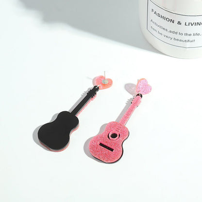 Acrylic Fashion Personality Vintage Guitar-shaped Earrings-Jewearrings