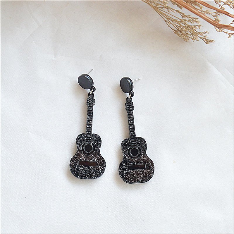 Acrylic Fashion Personality Vintage Guitar-shaped Earrings-Jewearrings