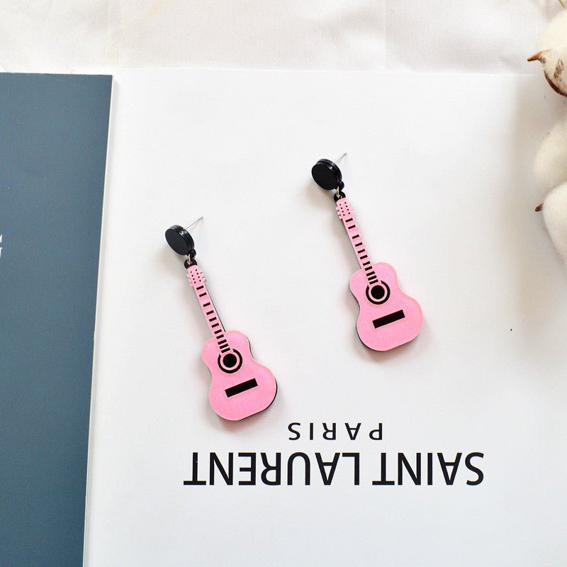 Acrylic Fashion Personality Vintage Guitar-shaped Earrings-Jewearrings