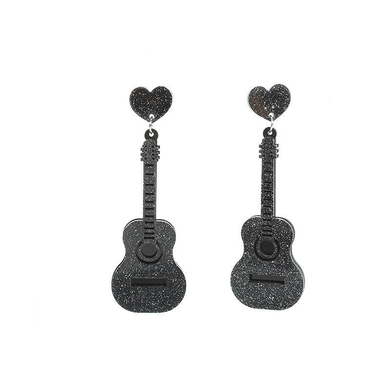 Acrylic Fashion Personality Vintage Guitar-shaped Earrings-Jewearrings