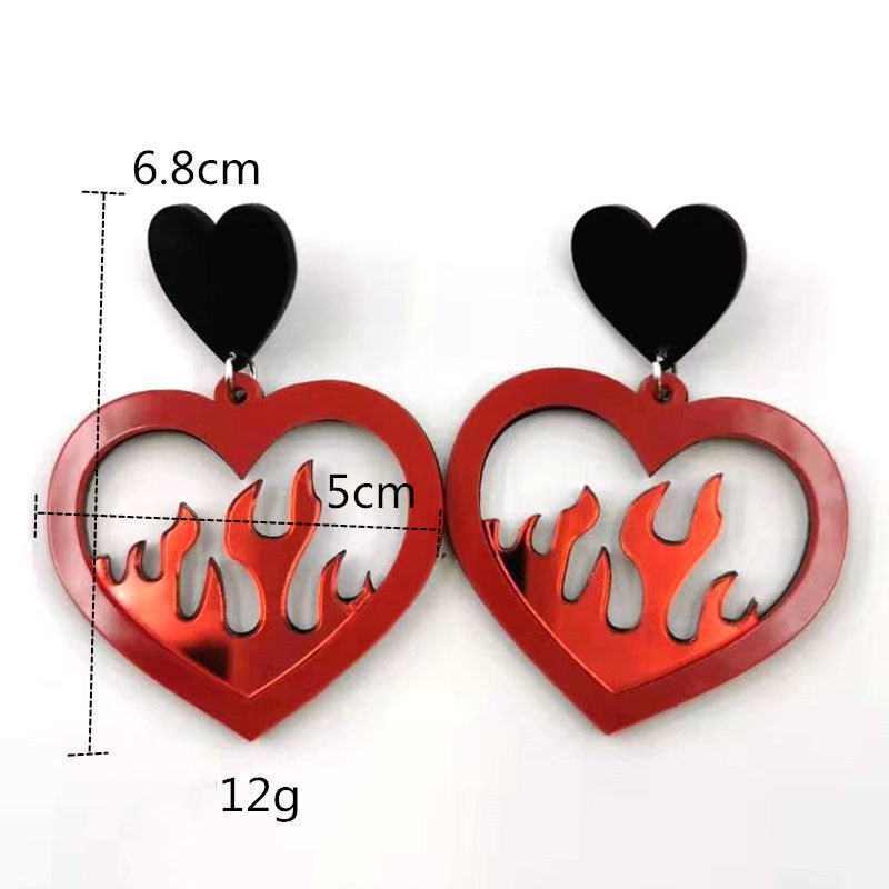 Acrylic Fiery Red Heart Love Funny Party Earrings-Jewearrings