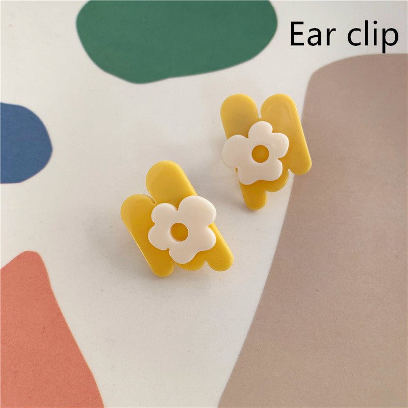 Acrylic Flower Asymmetric Geometric Earrings-Jewearrings