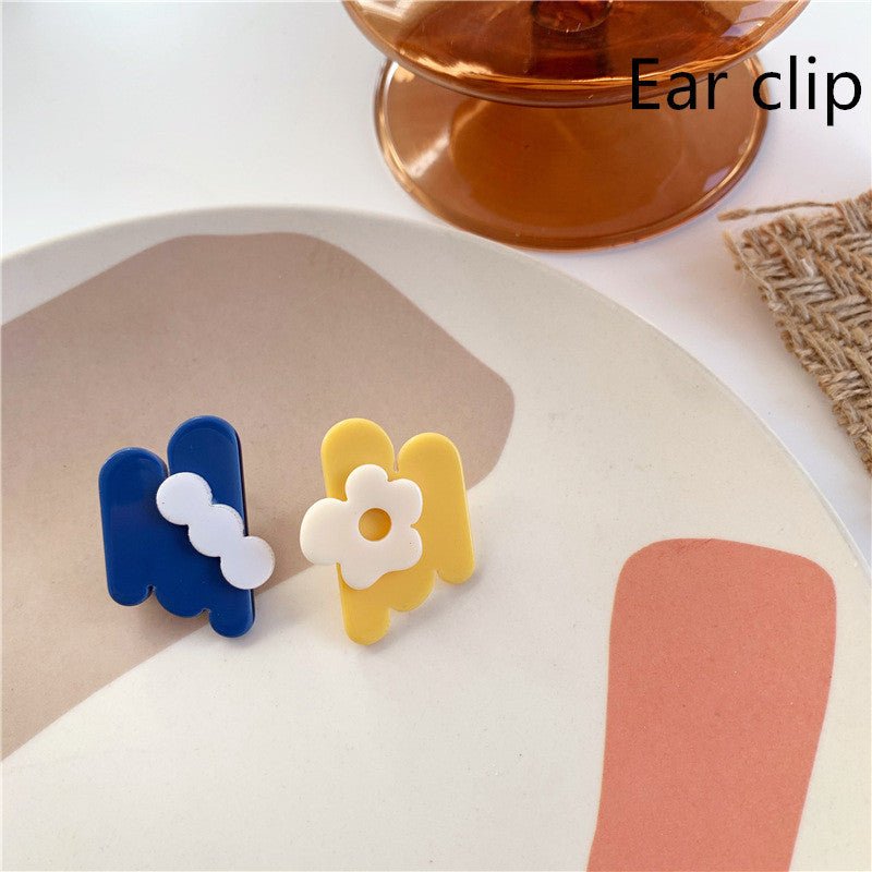 Acrylic Flower Asymmetric Geometric Earrings-Jewearrings