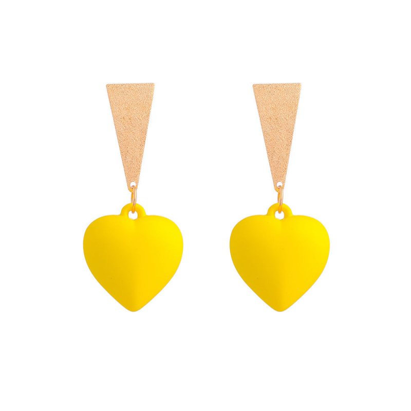 Acrylic Fluorescent Yellow Love Triangle Long Earrings-Jewearrings