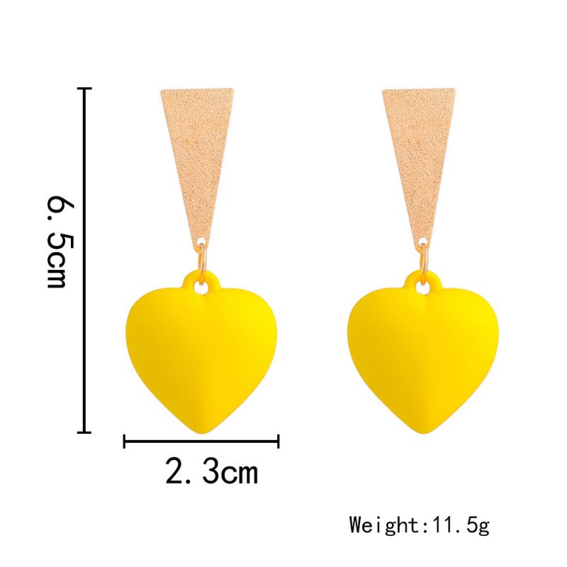 Acrylic Fluorescent Yellow Love Triangle Long Earrings-Jewearrings