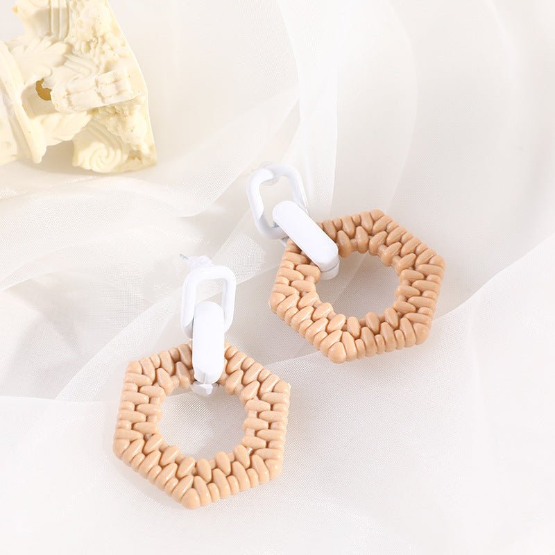 Acrylic Geometric Imitation Vine Earrings-Jewearrings