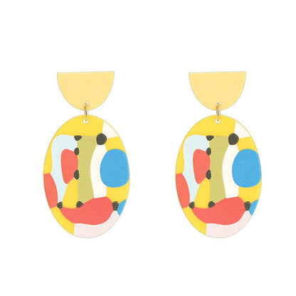 Acrylic Graffiti Contrast Color Earrings Fashion-Jewearrings