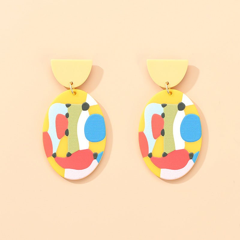 Acrylic Graffiti Contrast Color Earrings Fashion-Jewearrings