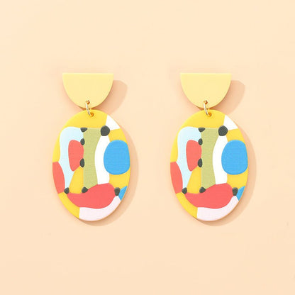 Acrylic Graffiti Contrast Color Earrings Fashion-Jewearrings