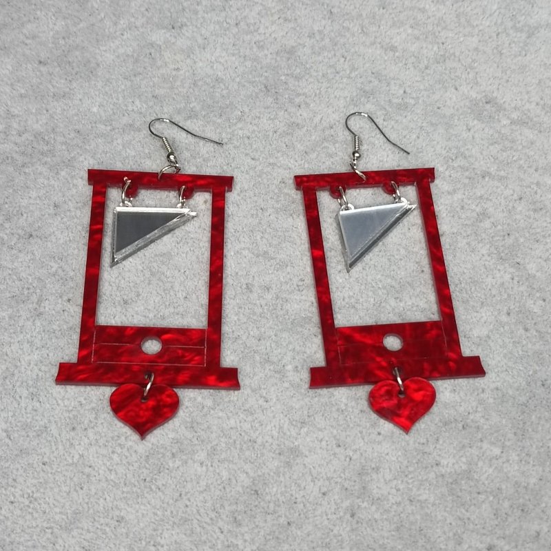 Acrylic Guillotine Vintage Heart Earrings-Jewearrings