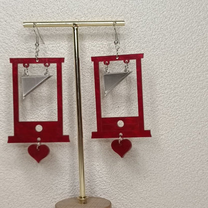 Acrylic Guillotine Vintage Heart Earrings-Jewearrings