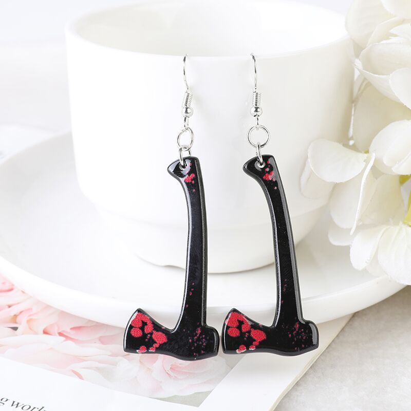 Acrylic Halloween Personality Fun With Blood Kitchen Knife Scissors Sharp Knife Simple Earrings Ear Accessories-Jewearrings