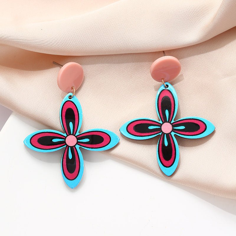 Acrylic High-grade Contrast Color Bohemian Earrings-Jewearrings