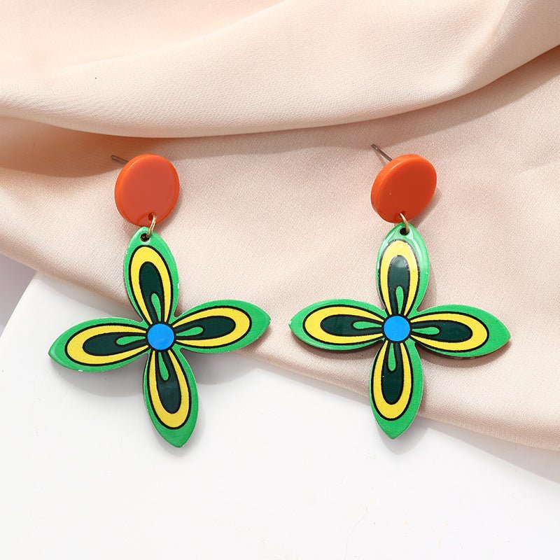 Acrylic High-grade Contrast Color Bohemian Earrings-Jewearrings