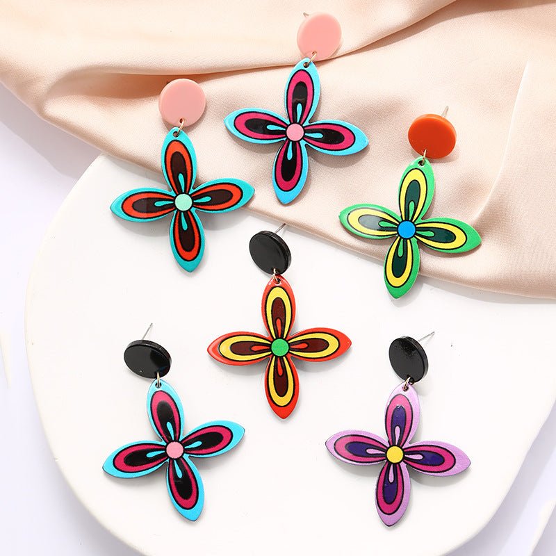 Acrylic High-grade Contrast Color Bohemian Earrings-Jewearrings