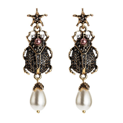 Acrylic imitation pearl insect earrings-Jewearrings