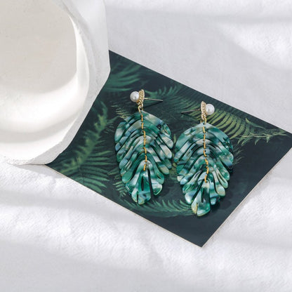 Acrylic leaf shaped earrings-Jewearrings