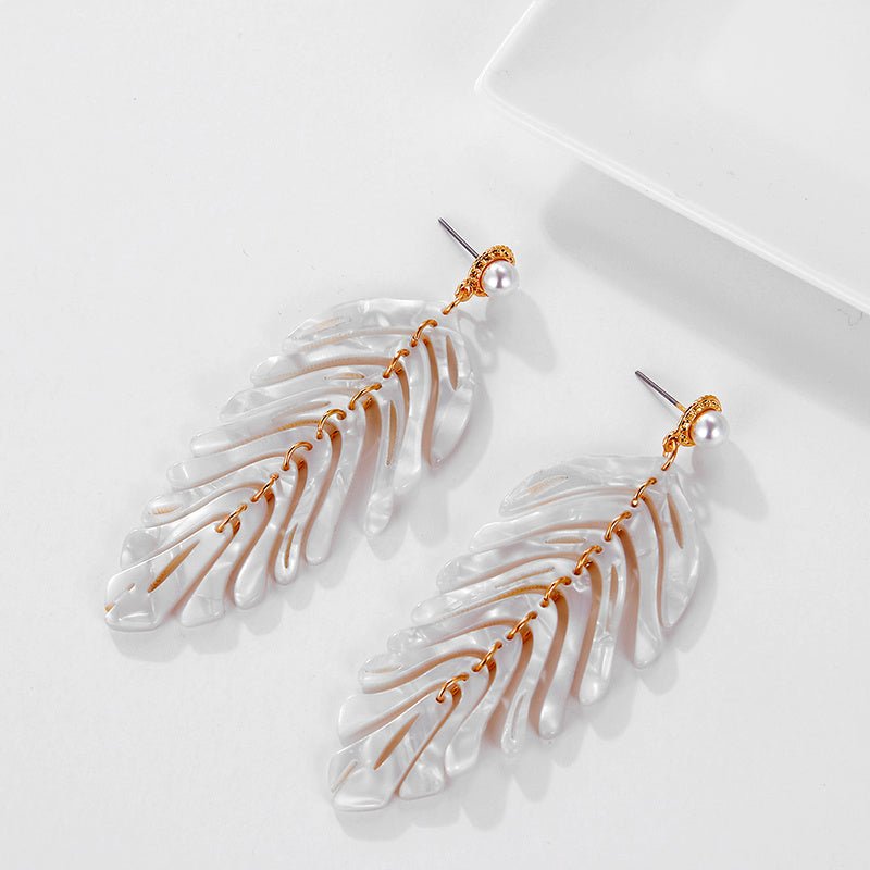 Acrylic leaf shaped earrings-Jewearrings