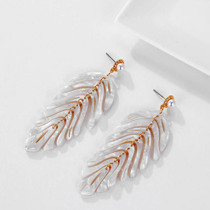 Acrylic leaf shaped earrings-Jewearrings