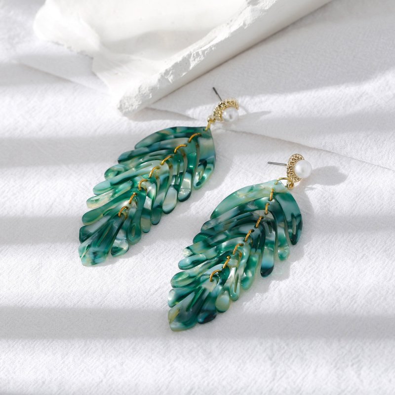 Acrylic leaf shaped earrings-Jewearrings