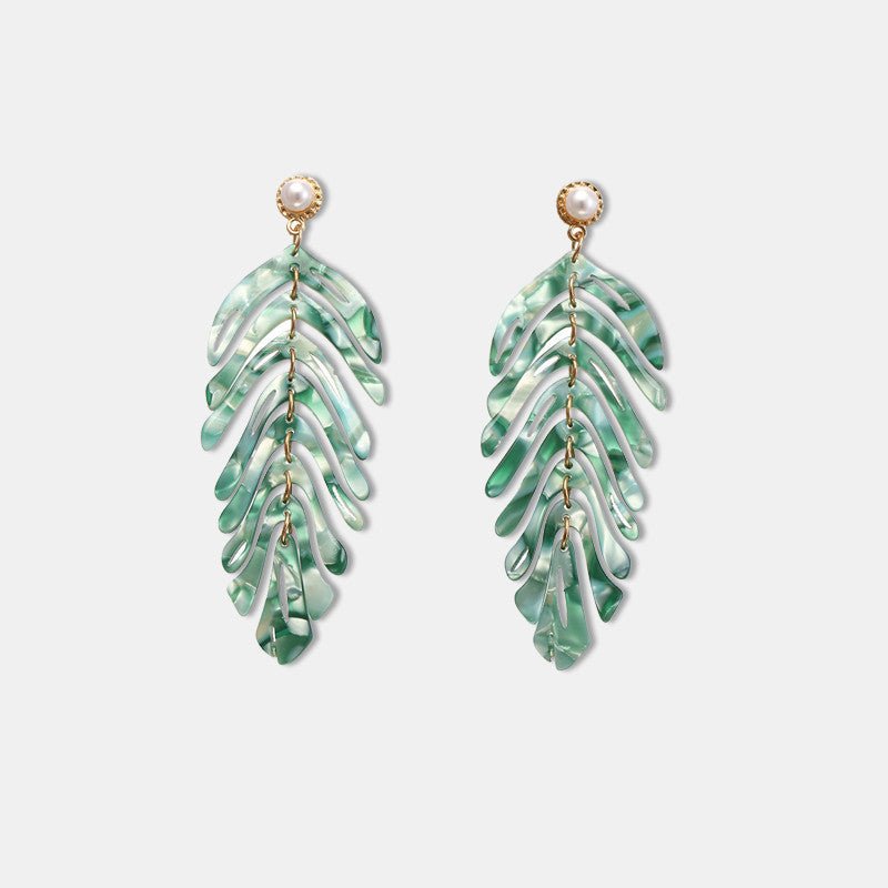 Acrylic leaf shaped earrings-Jewearrings