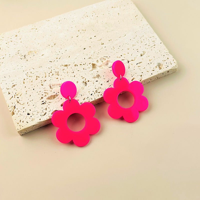 Acrylic Multicolor Flower Women's Stud Earrings-Jewearrings