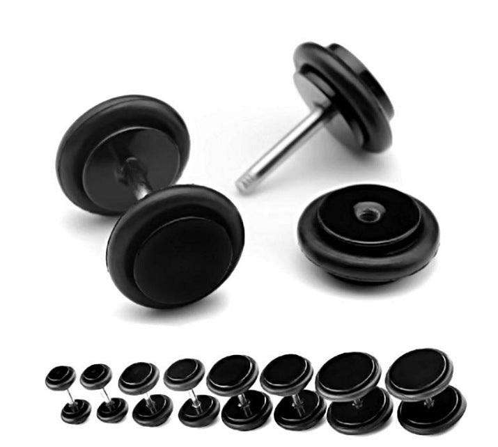 Acrylic Plus Belt Tire Round Cake Stud Earrings Dumbbell Stainless Steel-Jewearrings