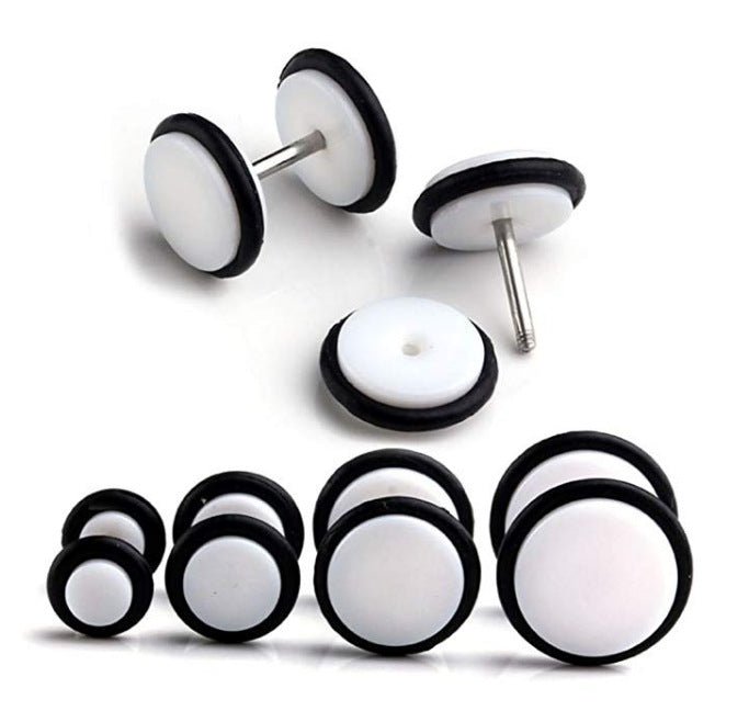 Acrylic Plus Belt Tire Round Cake Stud Earrings Dumbbell Stainless Steel-Jewearrings