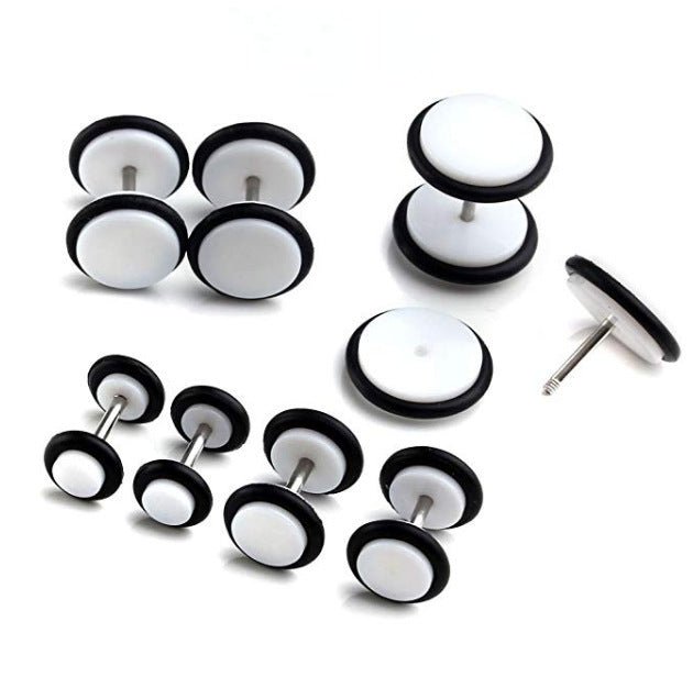 Acrylic Plus Belt Tire Round Cake Stud Earrings Dumbbell Stainless Steel-Jewearrings