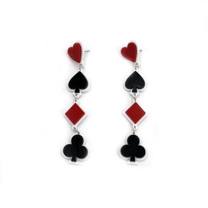 Acrylic Poker Earrings Long Earring Pendant For Ladies Peach Heart-Jewearrings